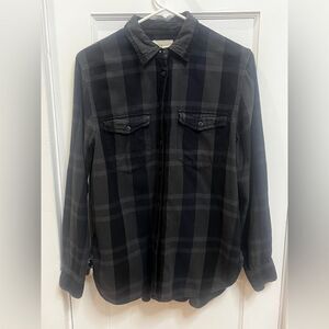Women's Denim & Supply Ralph Lauren Plaid Button Front Shirt Blue Gray Black M